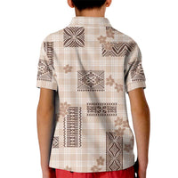 Hawaiian Quilt Tapa On Beige Palaka Motifs Kid Polo Shirt