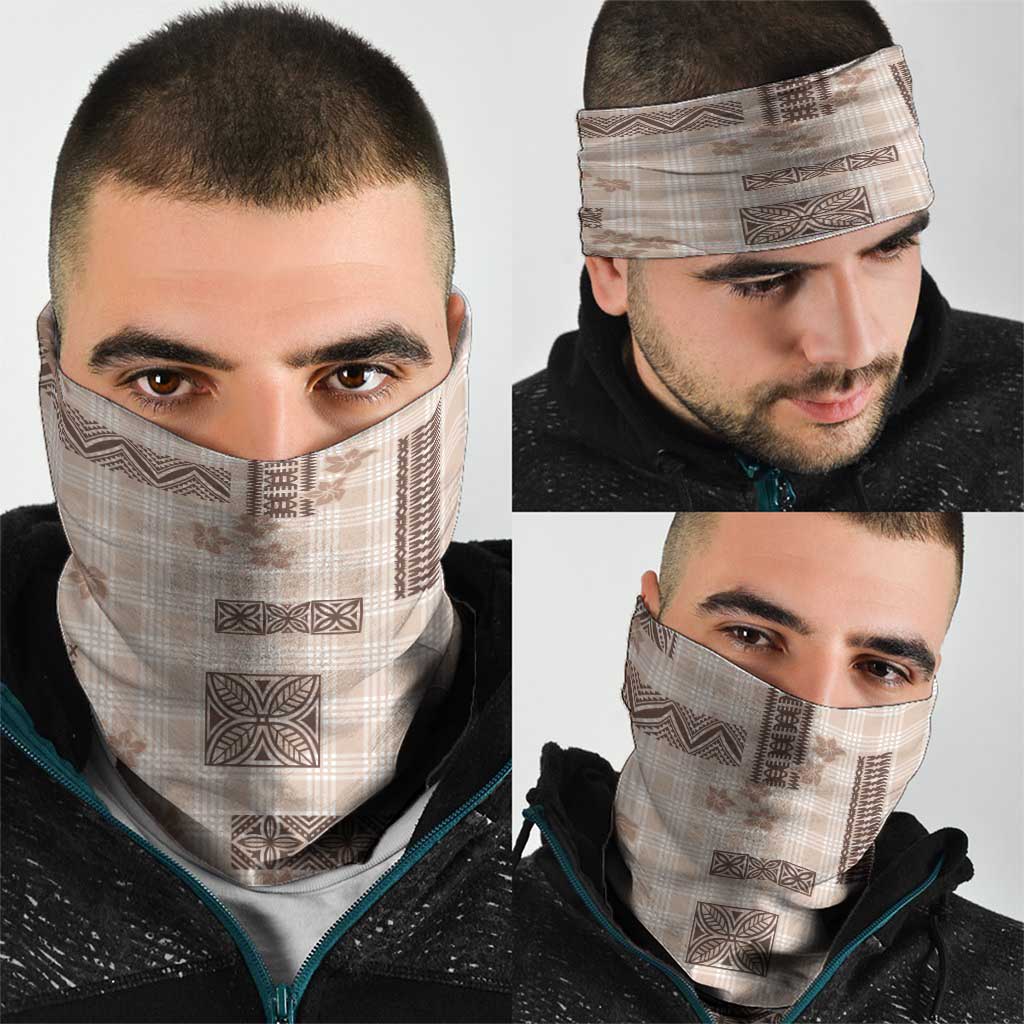Hawaiian Quilt Tapa On Beige Palaka Motifs Neck Gaiter