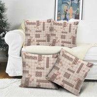 Hawaiian Quilt Tapa On Beige Palaka Motifs Pillow Cover