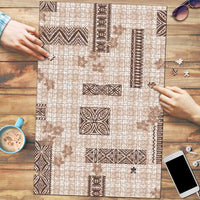 Hawaiian Quilt Tapa On Beige Palaka Motifs Puzzle