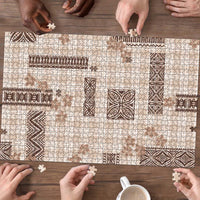 Hawaiian Quilt Tapa On Beige Palaka Motifs Puzzle