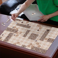 Hawaiian Quilt Tapa On Beige Palaka Motifs Puzzle