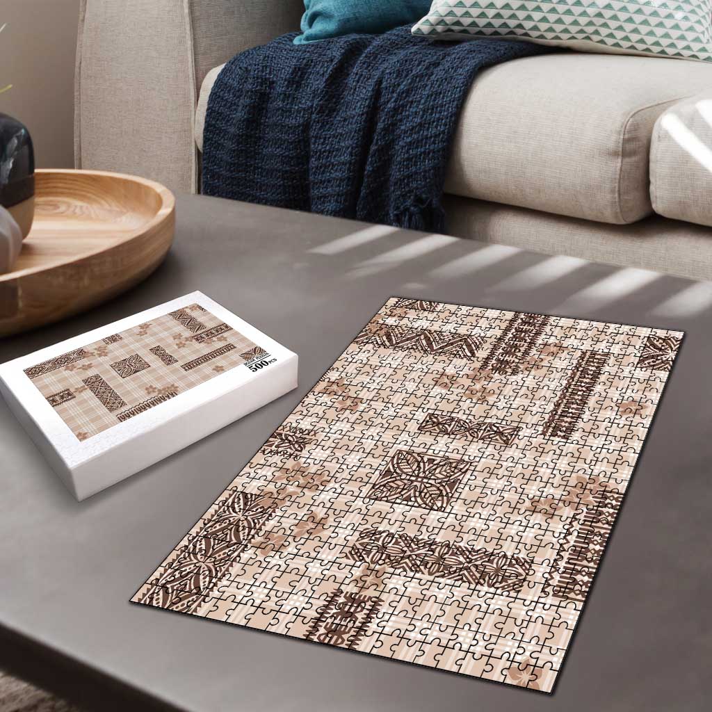 Hawaiian Quilt Tapa On Beige Palaka Motifs Puzzle