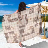 Hawaiian Quilt Tapa On Beige Palaka Motifs Sarong