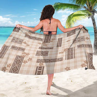 Hawaiian Quilt Tapa On Beige Palaka Motifs Sarong
