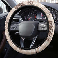 Hawaiian Quilt Tapa On Beige Palaka Motifs Steering Wheel Cover LT7 - Polynesian Pride