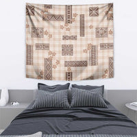 Hawaiian Quilt Tapa On Beige Palaka Motifs Tapestry