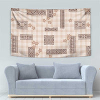 Hawaiian Quilt Tapa On Beige Palaka Motifs Tapestry