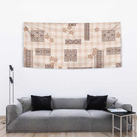 Hawaiian Quilt Tapa On Beige Palaka Motifs Tapestry