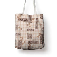 Hawaiian Quilt Tapa On Beige Palaka Motifs Tote Bag