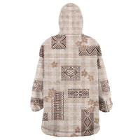 Hawaiian Quilt Tapa On Beige Palaka Motifs Wearable Blanket Hoodie LT7 - Polynesian Pride