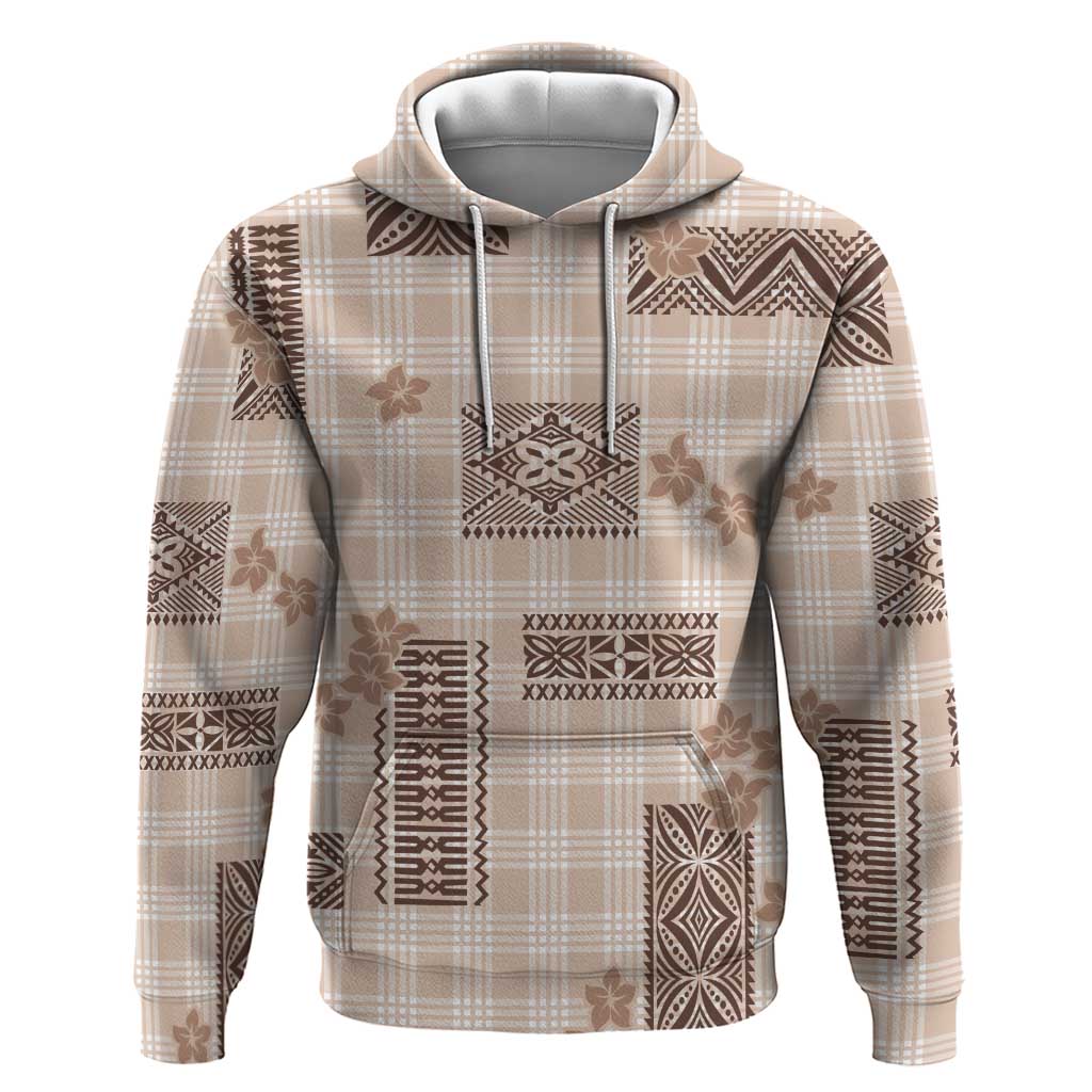Hawaiian Quilt Tapa On Beige Palaka Motifs Zip Hoodie