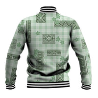 Hawaiian Quilt Tapa On Pastel Mint Palaka Motifs Baseball Jacket