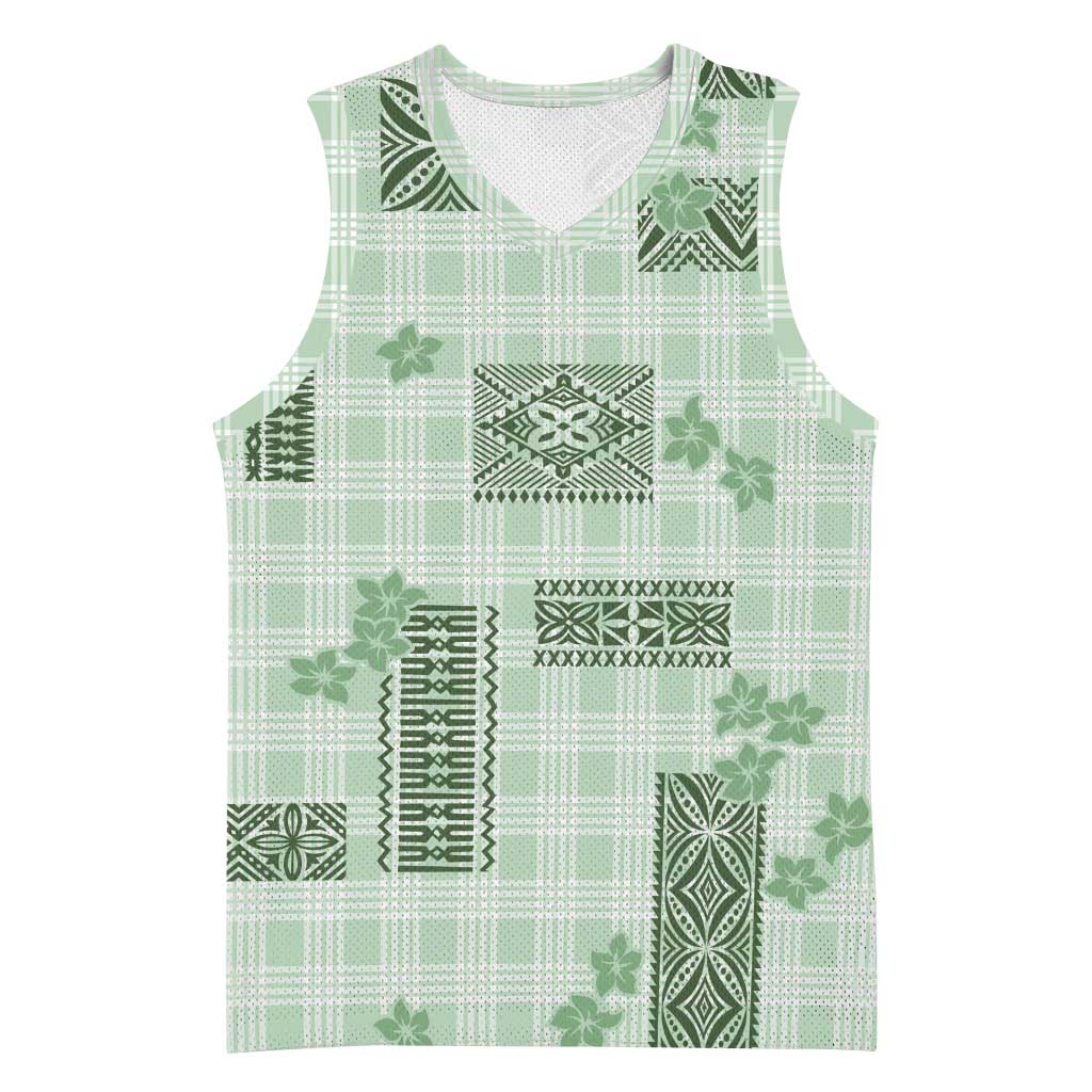 Hawaiian Quilt Tapa On Pastel Mint Palaka Motifs Basketball Jersey LT7 Unisex Mint - Polynesian Pride