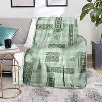 Hawaiian Quilt Tapa On Pastel Mint Palaka Motifs Blanket