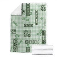 Hawaiian Quilt Tapa On Pastel Mint Palaka Motifs Blanket