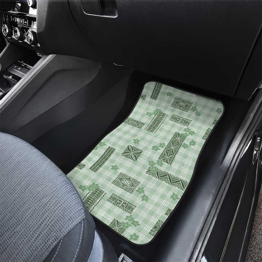 Hawaiian Quilt Tapa On Pastel Mint Palaka Motifs Car Mats