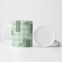 Hawaiian Quilt Tapa On Pastel Mint Palaka Motifs Ceramic Mug