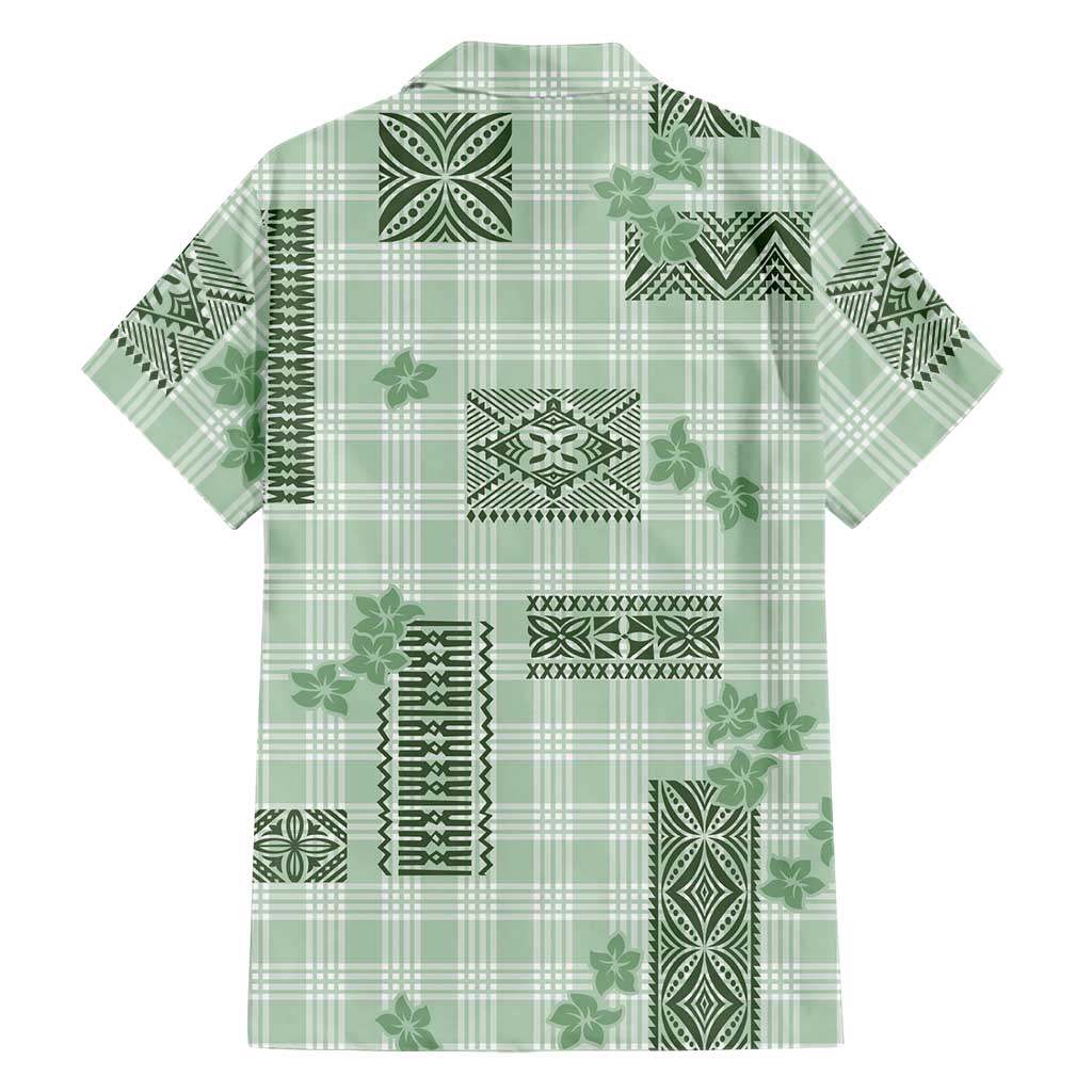 Hawaiian Quilt Tapa On Pastel Mint Palaka Motifs Family Matching Long Sleeve Bodycon Dress and Hawaiian Shirt LT7 - Polynesian Pride