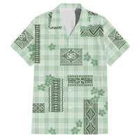 Hawaiian Quilt Tapa On Pastel Mint Palaka Motifs Family Matching Mermaid Dress and Hawaiian Shirt LT7 Dad's Shirt - Short Sleeve Mint - Polynesian Pride