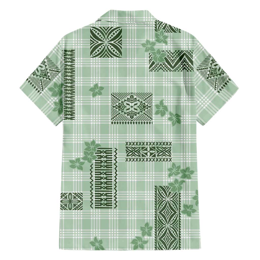 Hawaiian Quilt Tapa On Pastel Mint Palaka Motifs Family Matching Mermaid Dress and Hawaiian Shirt LT7 - Polynesian Pride