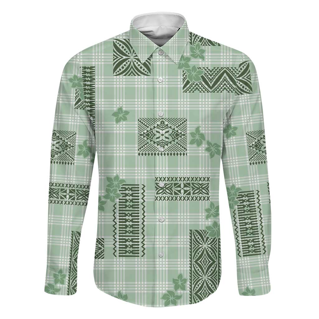 Hawaiian Quilt Tapa On Pastel Mint Palaka Motifs Family Matching Summer Maxi Dress and Hawaiian Shirt