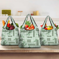 Hawaiian Quilt Tapa On Pastel Mint Palaka Motifs Grocery Bag