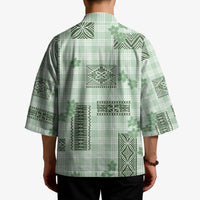 Hawaiian Quilt Tapa On Pastel Mint Palaka Motifs Kimono