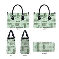 Hawaiian Quilt Tapa On Pastel Mint Palaka Motifs Leather Bag