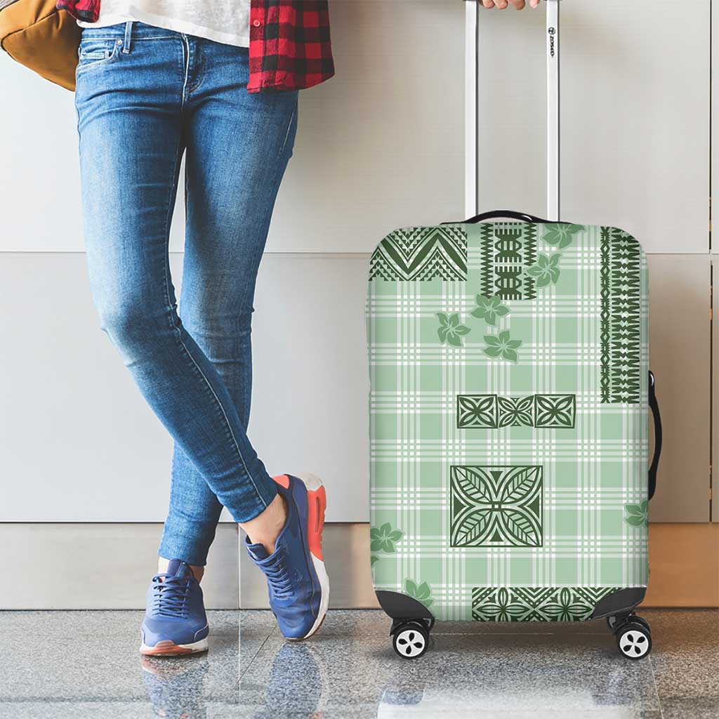 Hawaiian Quilt Tapa On Pastel Mint Palaka Motifs Luggage Cover LT7 - Polynesian Pride