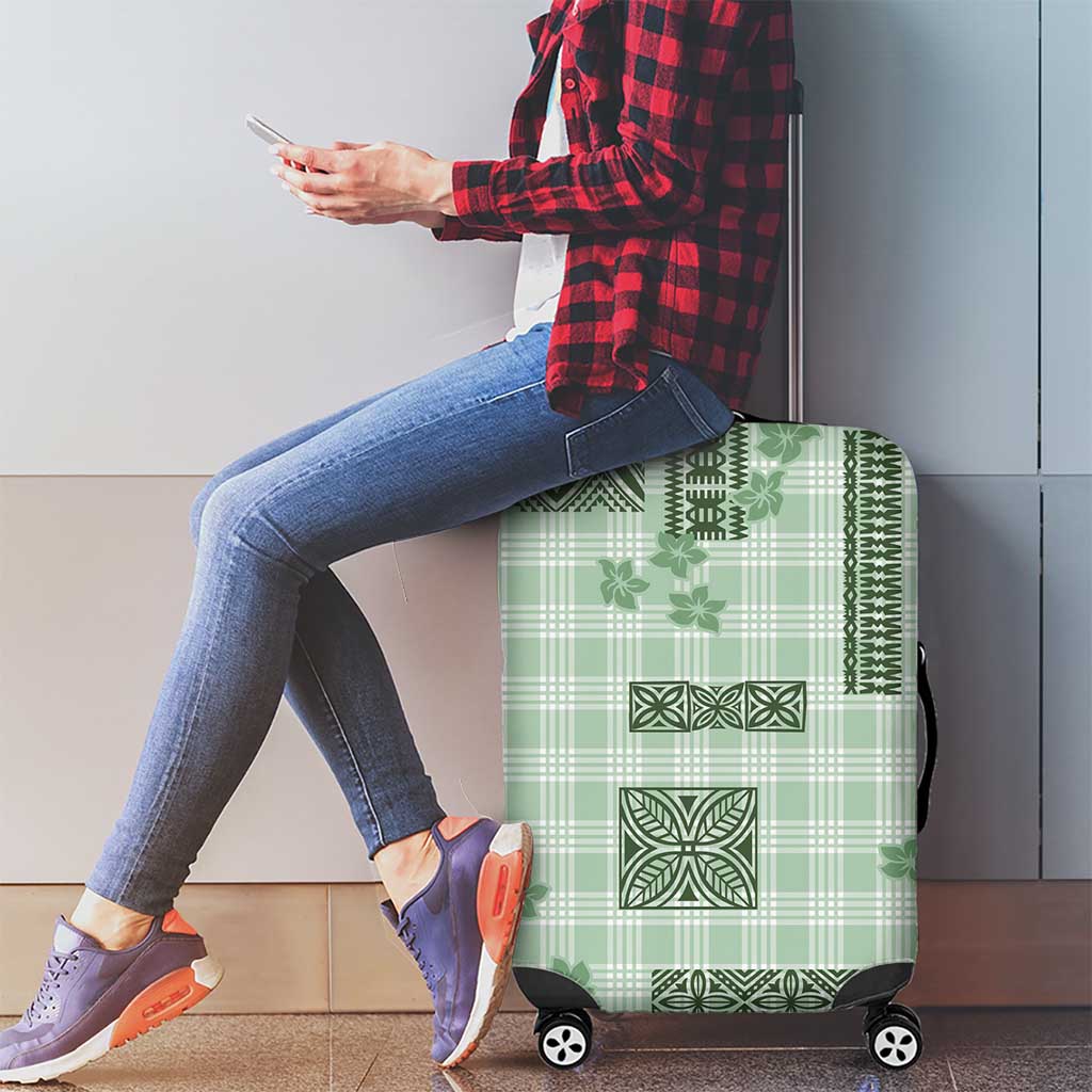 Hawaiian Quilt Tapa On Pastel Mint Palaka Motifs Luggage Cover LT7 - Polynesian Pride