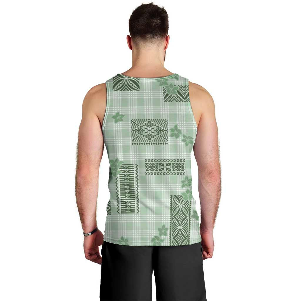 Hawaiian Quilt Tapa On Pastel Mint Palaka Motifs Men Tank Top