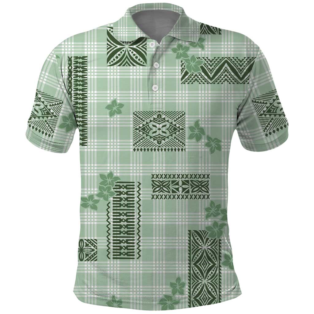 Hawaiian Quilt Tapa On Pastel Mint Palaka Motifs Polo Shirt LT7 Mint - Polynesian Pride