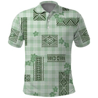 Hawaiian Quilt Tapa On Pastel Mint Palaka Motifs Polo Shirt LT7 Mint - Polynesian Pride