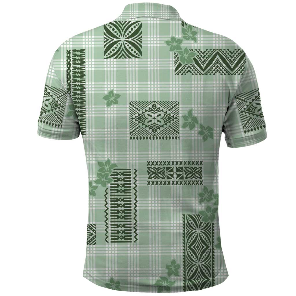 Hawaiian Quilt Tapa On Pastel Mint Palaka Motifs Polo Shirt LT7 - Polynesian Pride