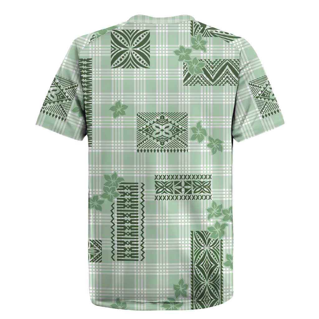 Hawaiian Quilt Tapa On Pastel Mint Palaka Motifs Rugby Jersey