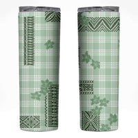 Hawaiian Quilt Tapa On Pastel Mint Palaka Motifs Skinny Tumbler LT7 Mint - Polynesian Pride