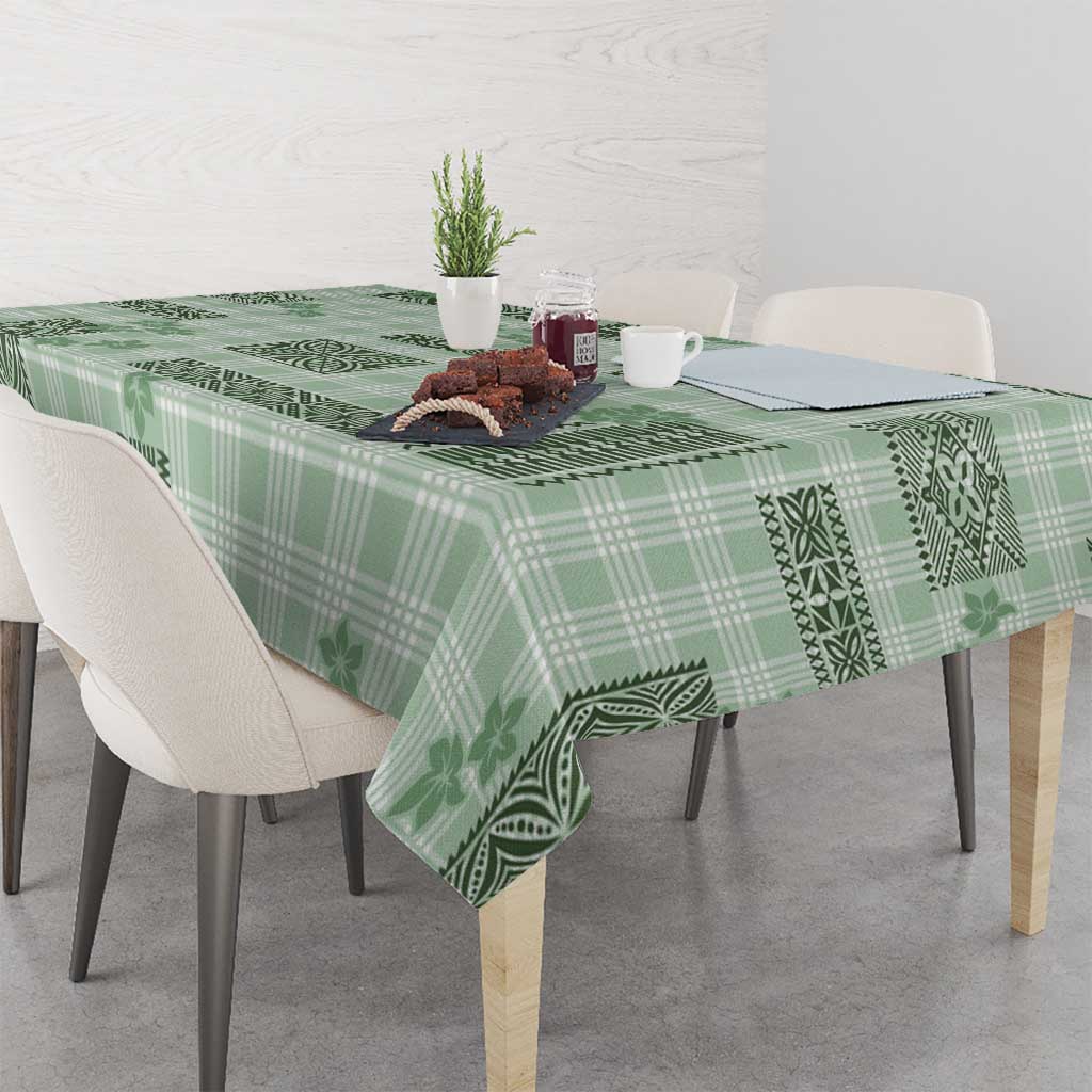 Hawaiian Quilt Tapa On Pastel Mint Palaka Motifs Tablecloth