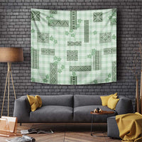 Hawaiian Quilt Tapa On Pastel Mint Palaka Motifs Tapestry