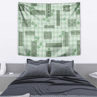 Hawaiian Quilt Tapa On Pastel Mint Palaka Motifs Tapestry