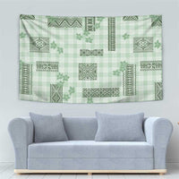 Hawaiian Quilt Tapa On Pastel Mint Palaka Motifs Tapestry
