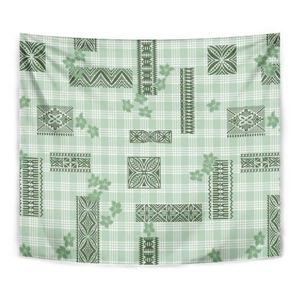 Hawaiian Quilt Tapa On Pastel Mint Palaka Motifs Tapestry