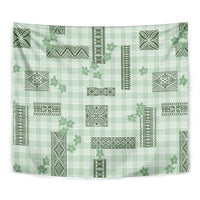 Hawaiian Quilt Tapa On Pastel Mint Palaka Motifs Tapestry