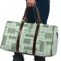 Hawaiian Quilt Tapa On Pastel Mint Palaka Motifs Travel Bag LT7 - Polynesian Pride