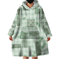 Hawaiian Quilt Tapa On Pastel Mint Palaka Motifs Wearable Blanket Hoodie LT7 - Polynesian Pride