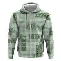 Hawaiian Quilt Tapa On Pastel Mint Palaka Motifs Zip Hoodie LT7 Zip Hoodie Mint - Polynesian Pride