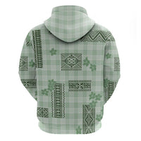 Hawaiian Quilt Tapa On Pastel Mint Palaka Motifs Zip Hoodie LT7 - Polynesian Pride