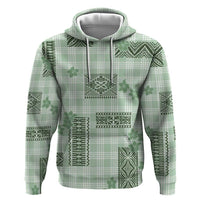 Hawaiian Quilt Tapa On Pastel Mint Palaka Motifs Zip Hoodie LT7 Pullover Hoodie Mint - Polynesian Pride