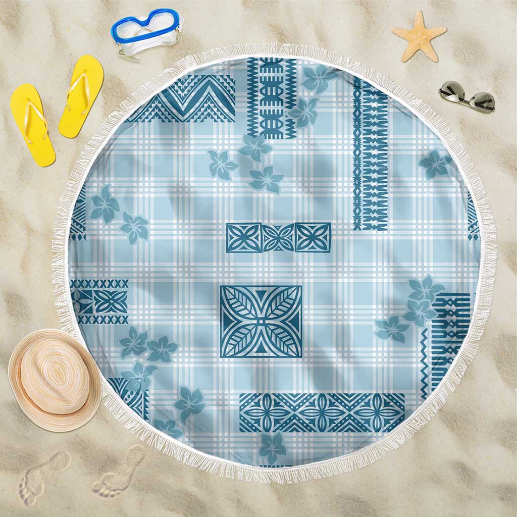Hawaiian Quilt Tapa On Cold Blue Palaka Motifs Beach Blanket