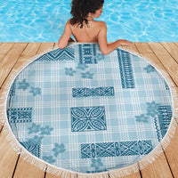 Hawaiian Quilt Tapa On Cold Blue Palaka Motifs Beach Blanket